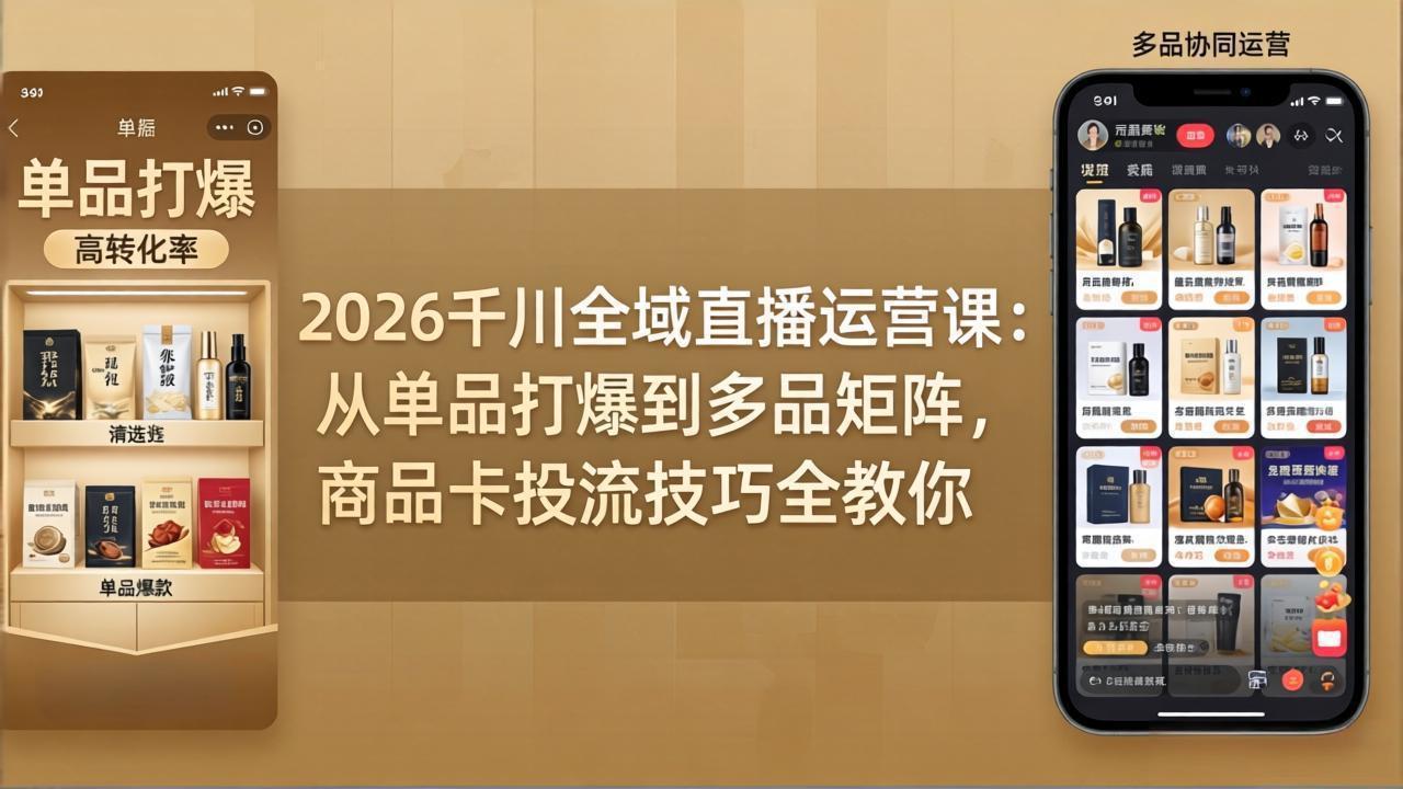 2026千川全域直播运营课：从单品打爆到多品矩阵，商品卡投流技巧全教你-智富思维学堂
