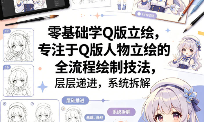零基础学Q版立绘，专注于Q版人物立绘的全流程绘制技法，层层递进，系统拆解-智富思维学堂