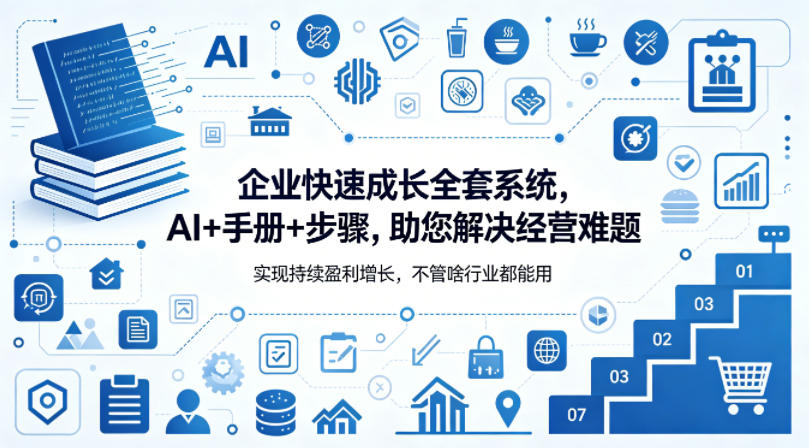 企业快速成长全套系统，AI+手册+步骤，助您解决经营难题，实现持续盈利增长，不管啥行业都能用-智富思维学堂