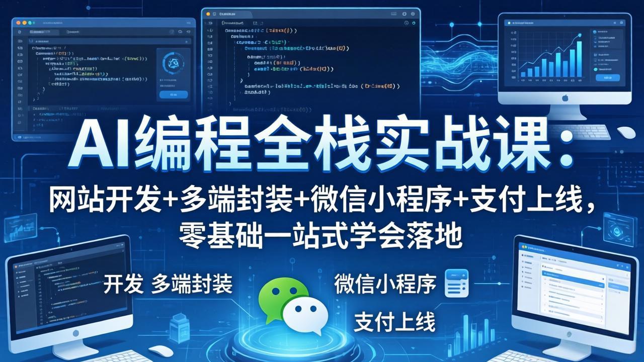 AI编程全栈实战课：网站开发+多端封装+微信小程序+支付上线，零基础一站式学会落地-智富思维学堂