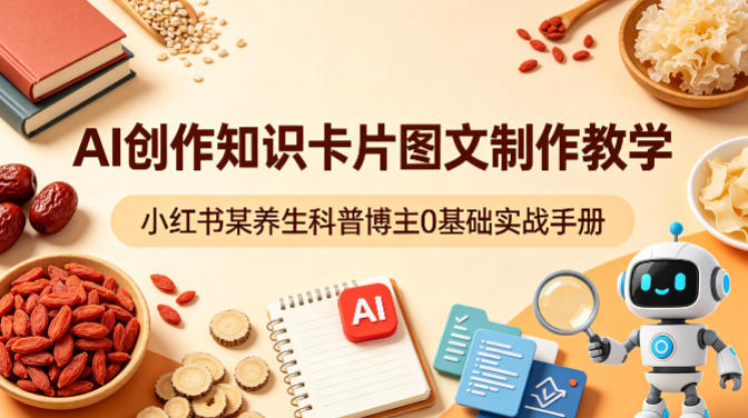 AI创作知识卡片图文制作教学，小红书某养生科普博主0基础实战手册-智富思维学堂