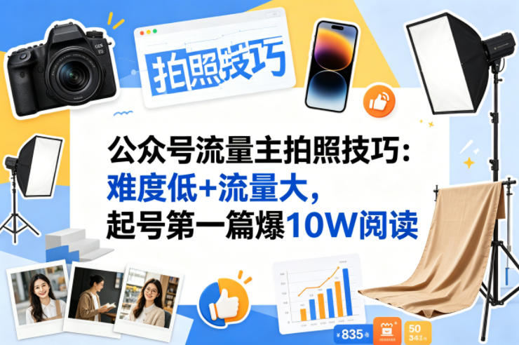 公众号流量主之拍照技巧赛道，难度低+流量大，起号第一篇就爆了10w阅读-智富思维学堂