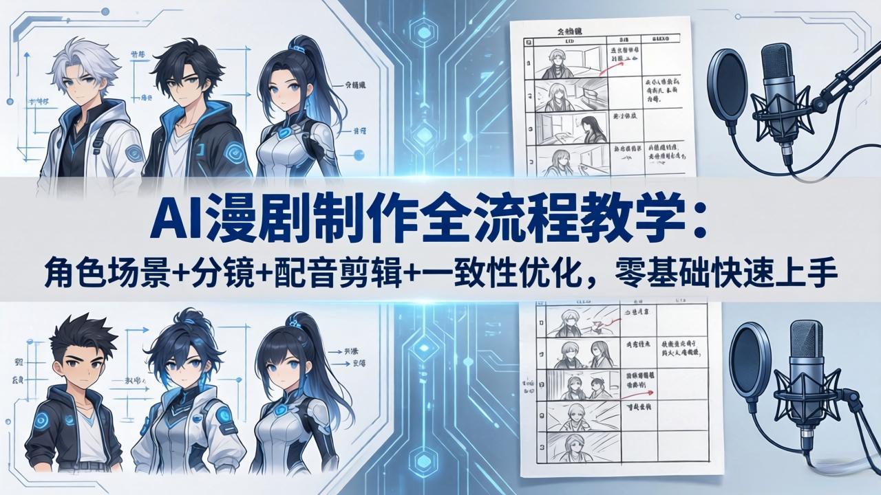 AI漫剧制作全流程教学：角色场景+分镜+配音剪辑+一致性优化，零基础快速上手-智富思维学堂