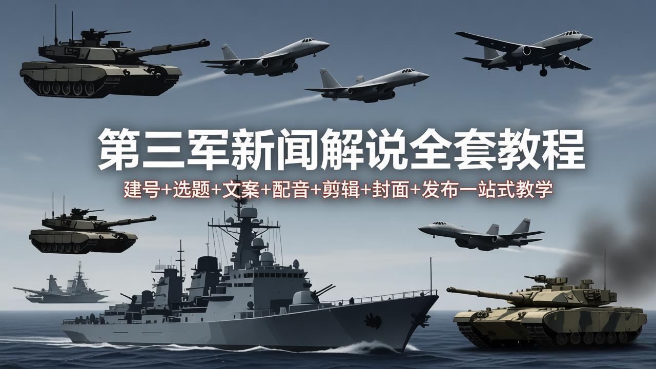 第三军迷新闻解说全套教程：建号+选题+文案+配音+剪辑+封面+发布一站式教学-智富思维学堂