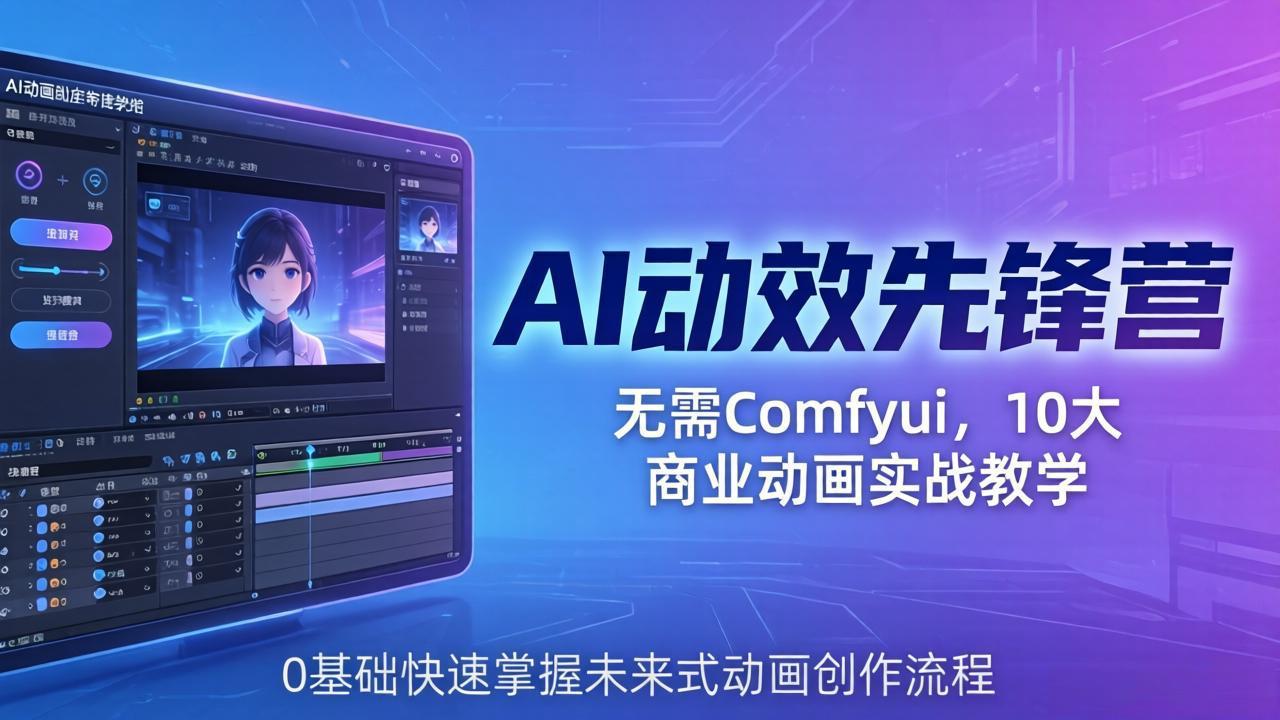 AI 动效先锋营：无需Comfyui，10大商业动画实战教学，0基础快速掌握未来式动画创作流程-智富思维学堂