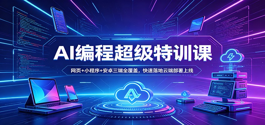 AI编程超级特训课：网页+小程序+安卓三端全覆盖，快速落地云端部署上线-智富思维学堂
