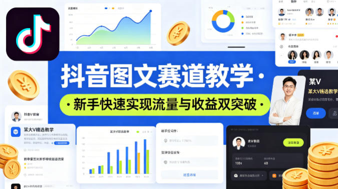 抖音图文赛道教学，某大V精选教学，新手也能快速实现流量与收益双突破-智富思维学堂