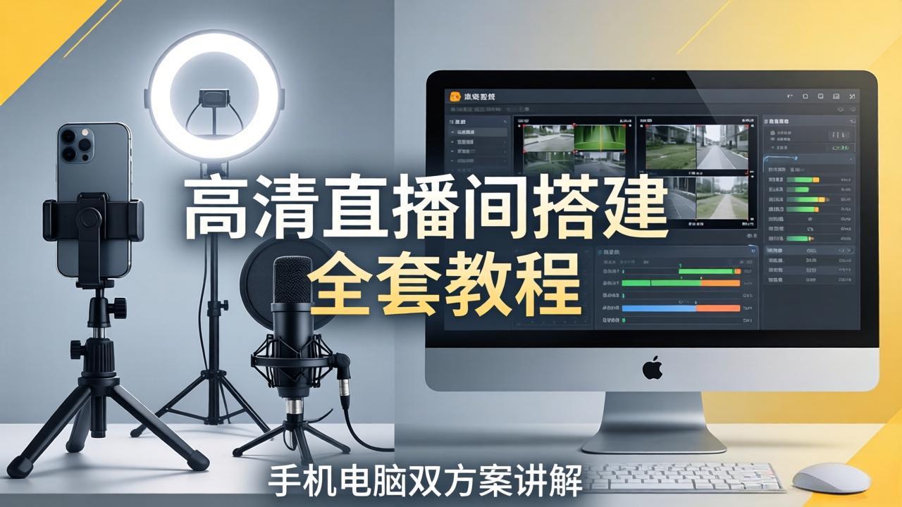 高清直播间搭建全套教程，手机电脑双方案讲解，设备选型调试多机位实操教学-智富思维学堂