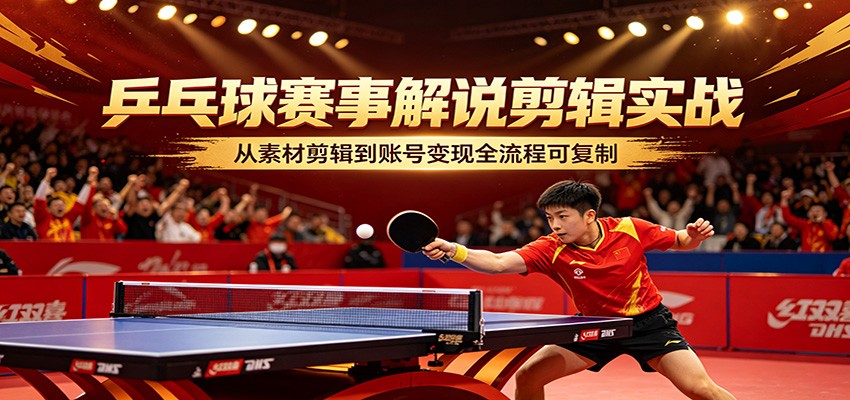 乒乓球赛事解说剪辑实战，从素材剪辑到账号变现全流程可复制-智富思维学堂