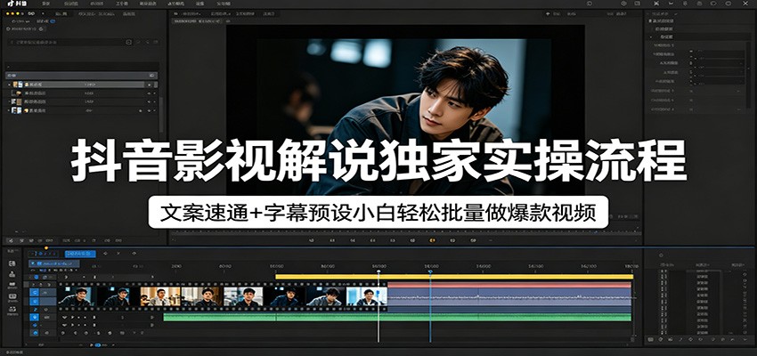 抖音影视解说独家实操流程，文案速通+字幕预设小白轻松批量做爆款视频-智富思维学堂