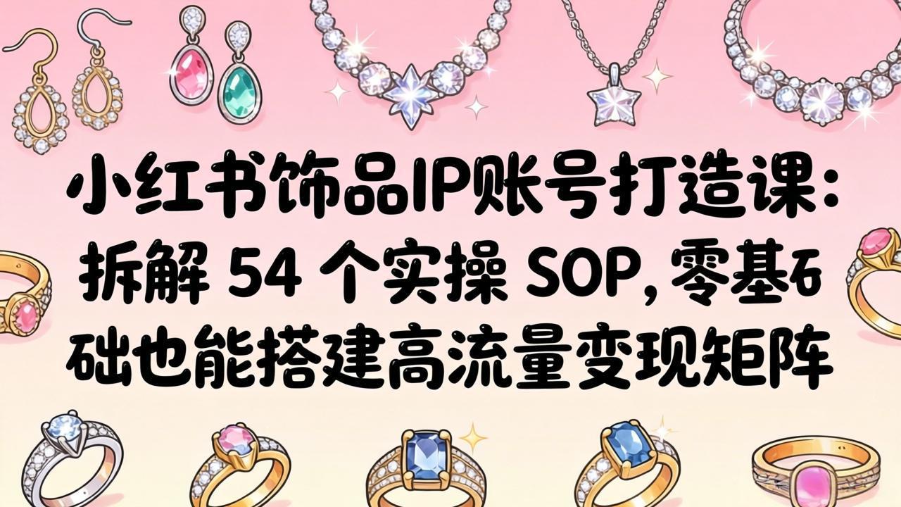 小红书饰品IP账号打造课：拆解 54 个实操 SOP，零基础也能搭建高流量变现矩阵-智富思维学堂