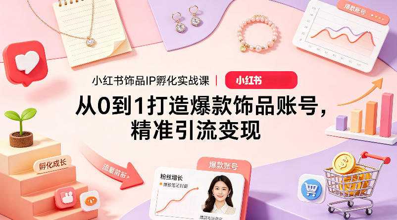 小红书饰品IP孵化实战课｜从0到1打造爆款饰品账号，精准引流变现-智富思维学堂