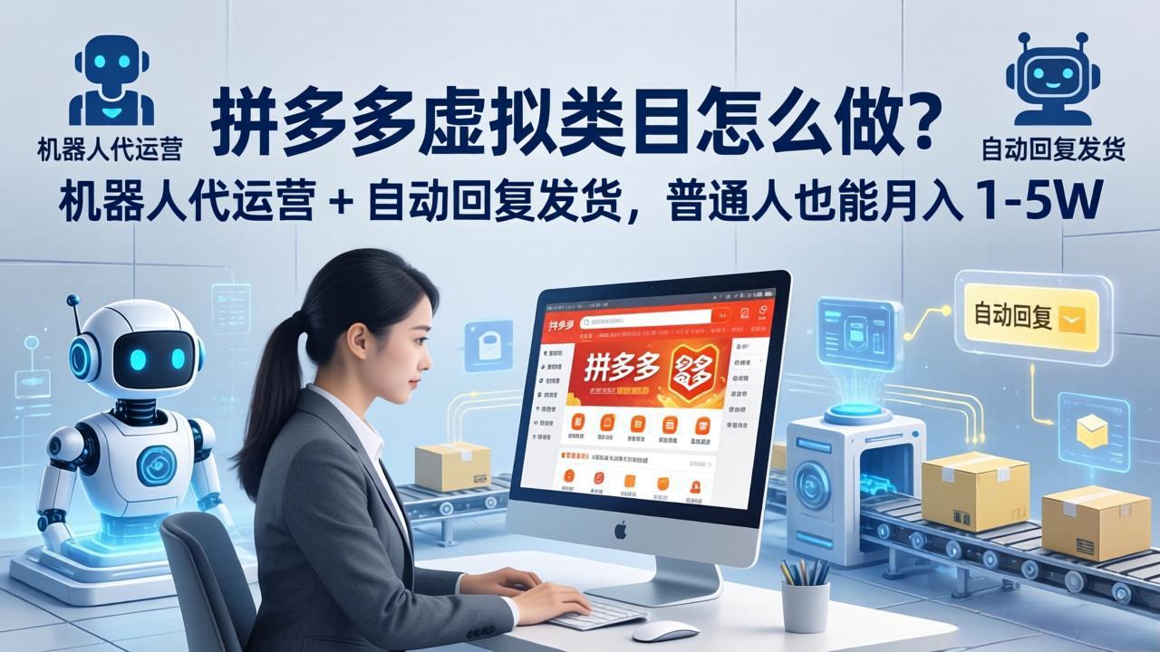 拼多多虚拟类目怎么做？机器人代运营 + 自动回复发货，普通人也能月入 1-5W-智富思维学堂