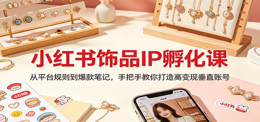小红书饰品IP孵化课：从平台规则到爆款笔记，手把手教你打造高变现垂直账号-智富思维学堂