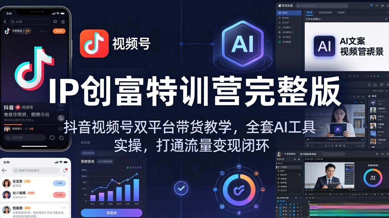 IP创富特训营完整版：抖音视频号双平台带货教学，全套AI工具实操，打通流量变现闭环-智富思维学堂