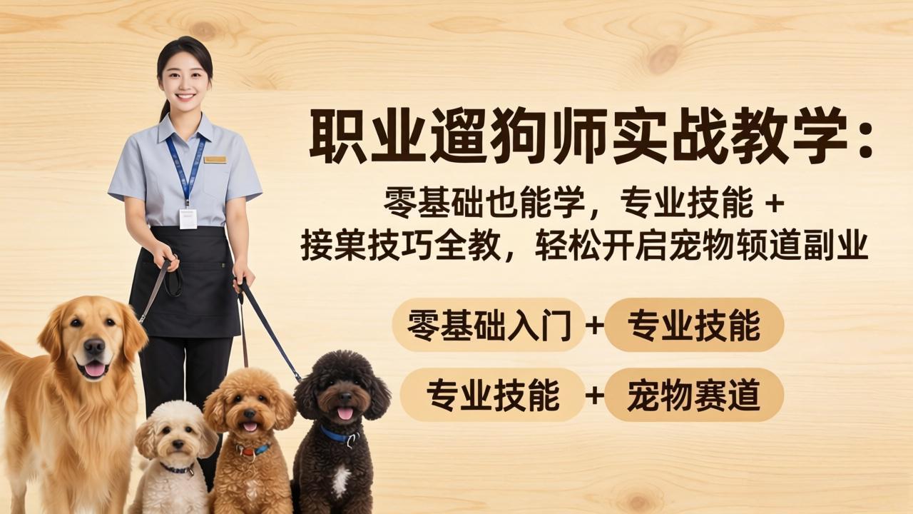 职业遛狗师实战教学：零基础也能学，专业技能 + 接单技巧全教，轻松开启宠物赛道副业-智富思维学堂