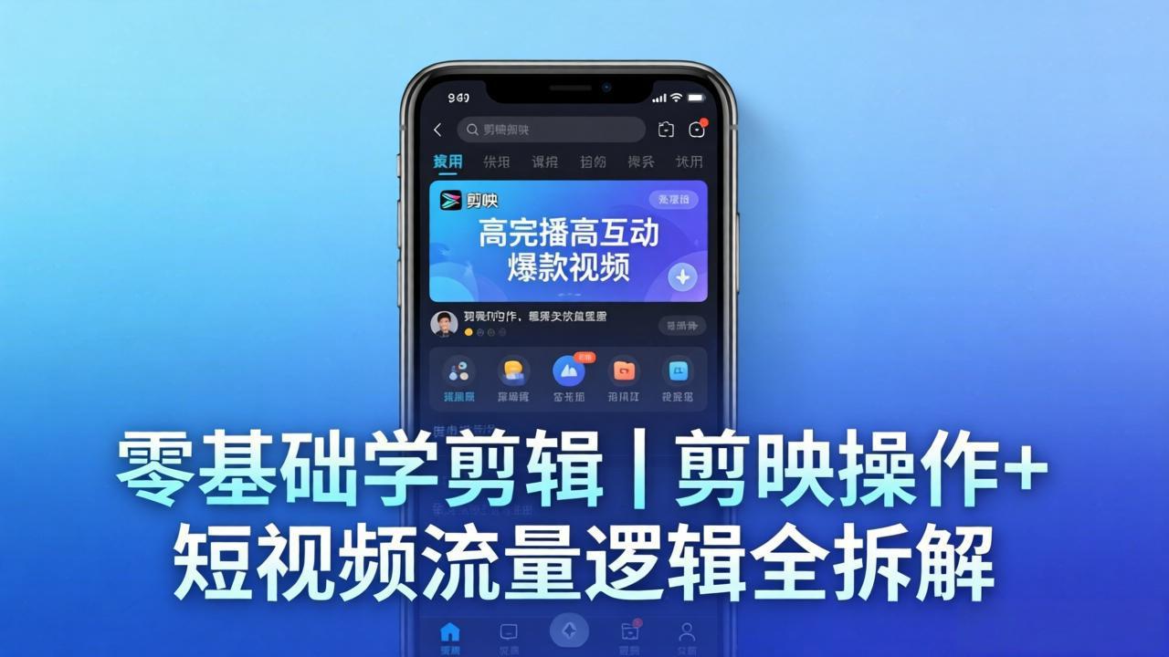 【零基础学剪辑】剪映操作+短视频流量逻辑全拆解｜手把手教你剪出高完播高互动爆款视频-智富思维学堂