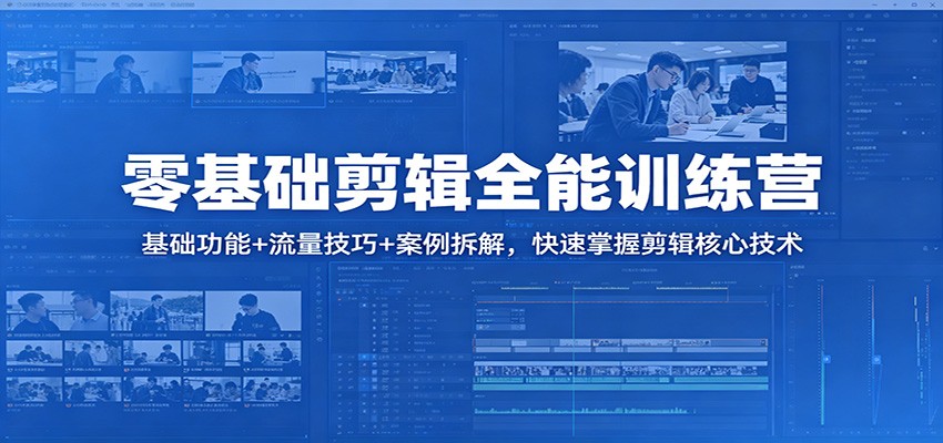零基础剪辑全能训练营：基础功能+流量技巧+案例拆解，快速掌握剪辑核心技术-智富思维学堂