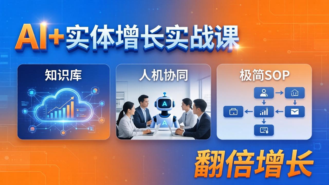 AI+实体增长实战课：知识库+人机协同+极简SOP，助力实体业务翻倍增长-智富思维学堂