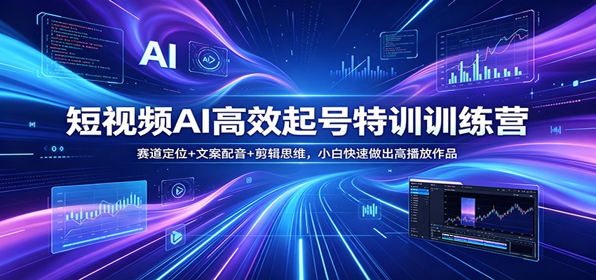 短视频AI高效起号特训训练营：赛道定位+文案配音+剪辑思维，小白快速做出高播放作品-智富思维学堂