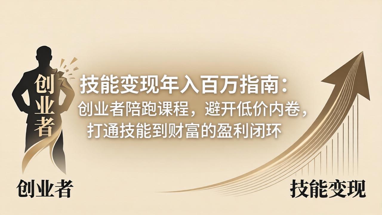 技能变现年入百万指南：创业者陪跑课程，避开低价内卷，打通技能到财富的盈利闭环-智富思维学堂