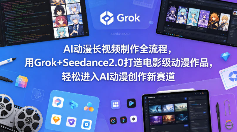AI动漫长视频制作全流程，用Grok+Seedance2.0打造电影级动漫作品，轻松进入AI动漫创作新赛道-智富思维学堂