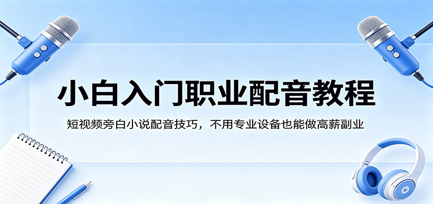 小白入门职业配音教程，短视频旁白小说配音技巧，不用专业设备也能做高薪副业-智富思维学堂