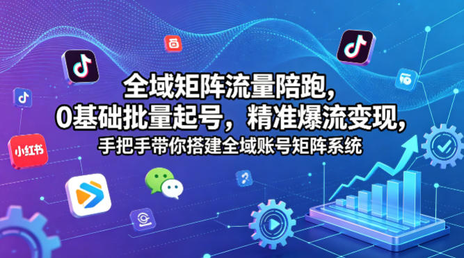 全域矩阵流量陪跑，0基础批量起号，精准爆流变现，手把手带你搭建全域账号矩阵系统-智富思维学堂