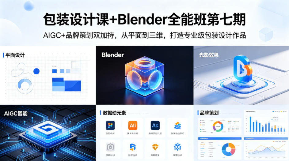 包装设计课+Blender全能班第七期，AIGC+品牌策划双加持，从平面到三维，打造专业级包装设计作品-智富思维学堂