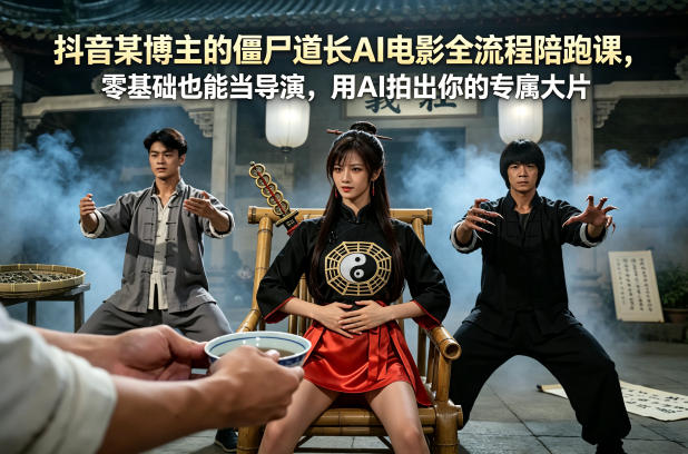 抖音某博主的僵尸道长AI电影全流程陪跑课，零基础也能当导演，用AI拍出你的专属大片-智富思维学堂