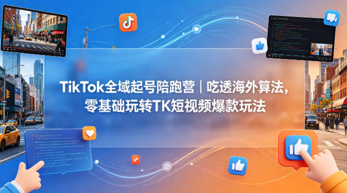 TikTok全域起号陪跑营｜吃透海外算法，零基础玩转TK短视频爆款玩法-智富思维学堂