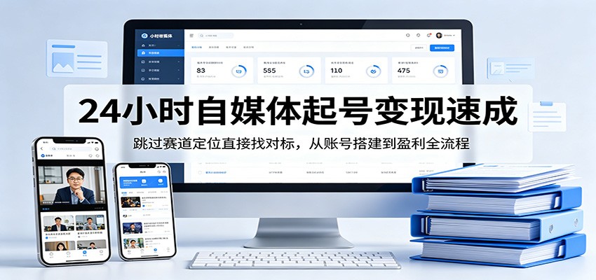 24小时自媒体起号变现速成，跳过赛道定位直接找对标，从账号搭建到盈利全流程-智富思维学堂