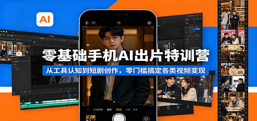 零基础手机AI出片特训营：从工具认知到短剧创作，零门槛搞定各类视频变现-智富思维学堂