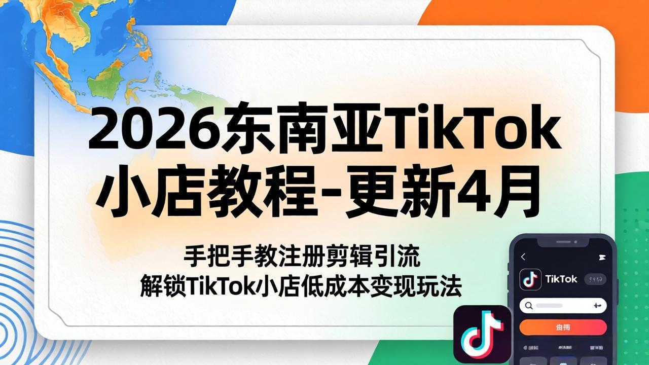 2026东南亚TikTok小店教程-更新4月，手把手教注册剪辑引流，解锁TikTok小店低成本变现玩法-智富思维学堂