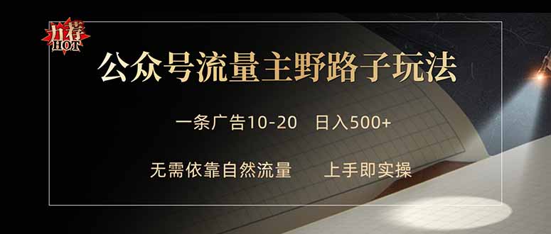 公众号流量主野路子玩法 单条广告10-20元 日入500+-智富思维学堂
