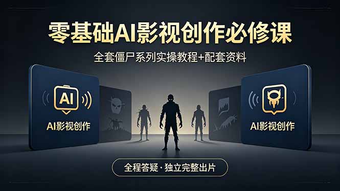 零基础AI影视创作必修课，全套僵尸系列实操教程加配套资料，全程答疑带你独立完整出片-智富思维学堂