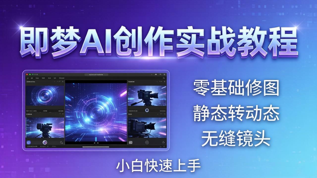 即梦AI创作实战教程，从零基础修图到AI导演，实战教学静态转动态+无缝镜头，小白快速上手-智富思维学堂