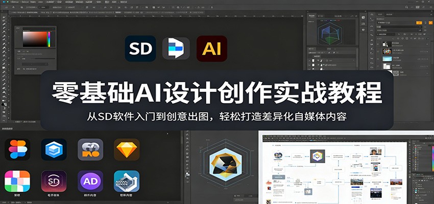 零基础AI设计创作实战教程：从SD软件入门到创意出图，轻松打造差异化自媒体内容-智富思维学堂