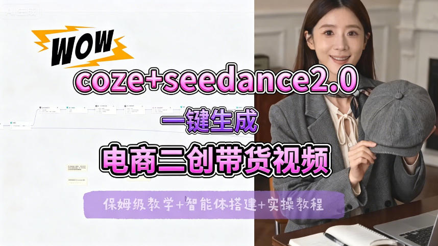 【Coze工作流搭建实操教程】seedance2.0+coze一键生成电商二创带货视频，全流程保姆级教学-智富思维学堂
