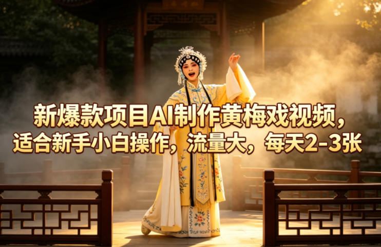 新爆款项目AI制作黄梅戏视频，适合新手小白操作，流量大，每天2-3张-智富思维学堂
