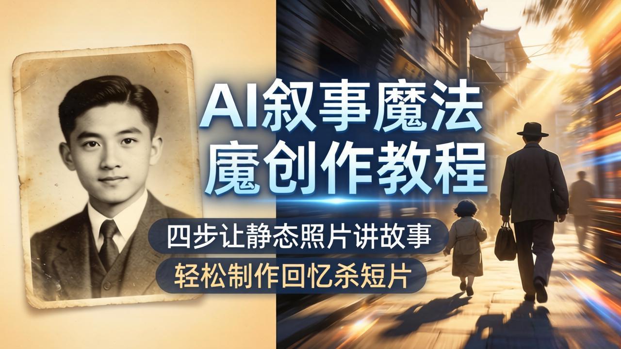 AI叙事魔法创作教程，四步让静态照片讲故事，老照片修复加动态特效，轻松制作回忆杀短片-智富思维学堂