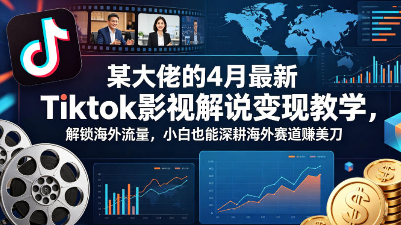 某大佬的4月最新Tiktok影视解说变现教学，解锁海外流量，小白也能深耕海外赛道賺美刀-智富思维学堂