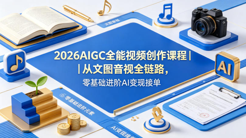 2026AIGC全能视频创作课程｜从文图音视全链路，零基础进阶AI变现接单-智富思维学堂