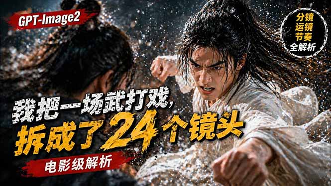 用GPT-Image2，把一段武打对决拆成24个连续镜头，从人物建立、动作衔接、运镜节奏，到情绪爆发-智富思维学堂