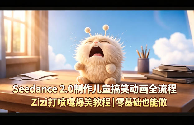 Seedance 2.0制作儿童搞笑动画全流程Zizi打喷嚏爆笑教程｜零基础也能做-智富思维学堂