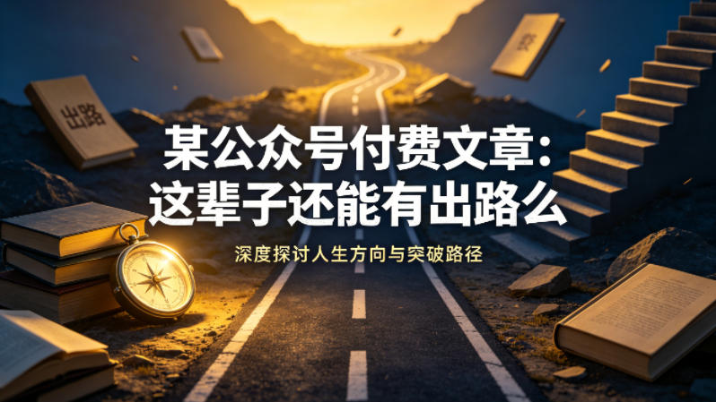 某公众号付费文章：这辈子还能有出路么-智富思维学堂