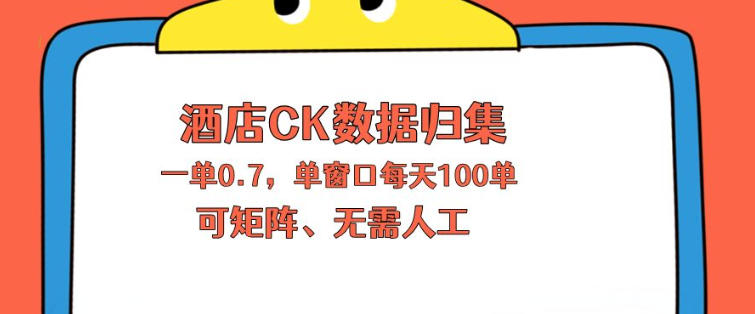 上班也能玩的酒店CK数据归集，一单0.7单窗口每天可做100单，一个人就能矩阵操作【揭秘】-智富思维学堂