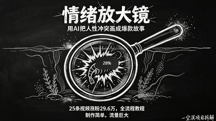 AI制作“情绪放大镜“视频，25条视频涨粉29.6W粉，流量巨大，制作简单，全流程教程-智富思维学堂