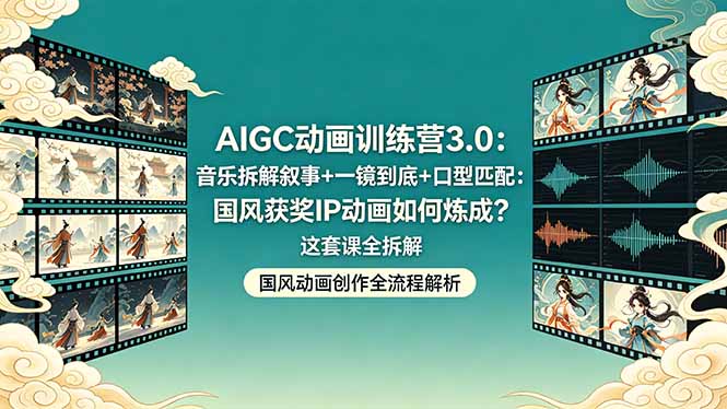 AIGC动画训练营3.0：音乐拆解叙事+一镜到底+口型匹配：国风获奖IP动画如何炼成？这套课全拆解-智富思维学堂