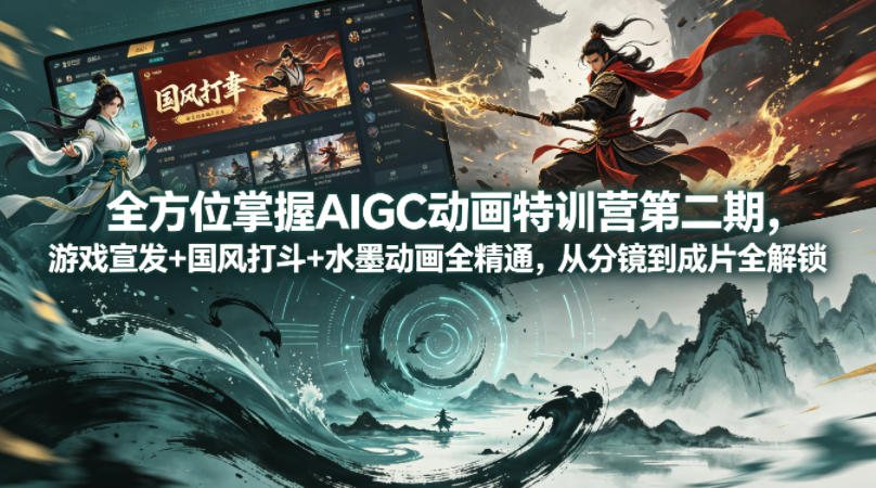 全方位掌握AIGC动画特训营第二期，游戏宣发+国风打斗+水墨动画全精通，从分镜到成片全解锁-智富思维学堂